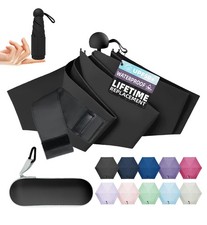 Travel Size Mini Umbrella with UPF 50 UV Rain Protection, Compact Small Li...