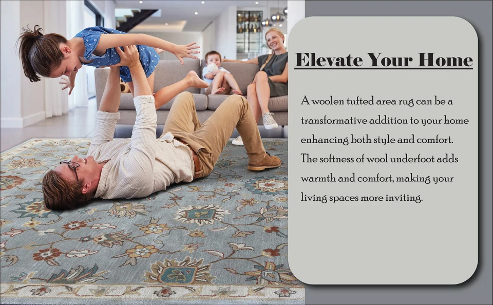 PB Rugs Handmade Tufted Antique Style Woolen Area - Image 3 of 4