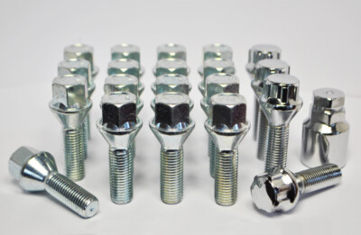 M14 x 1.5, 19mm Hex, 30mm thread, tapered seat alloy wheel bolts. Set of 16