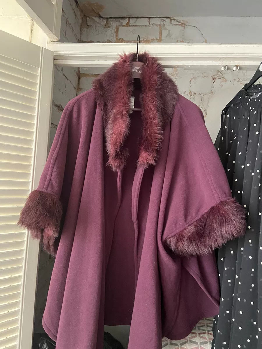 Burgundy fur clearance cape