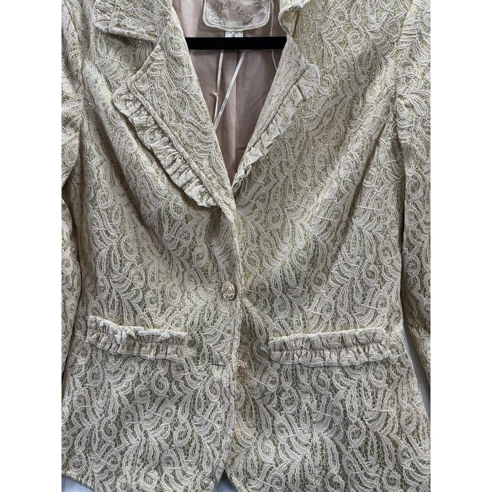 nick & mo Mujer Chaleco Manga Larga Botón Talla S Color Dorado Amarillo Brillo Foto 3 de 4