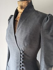 Vintage Michelle Mason Tailored Victoriana Gothic Steam Punk Grey Jacket, Size 8