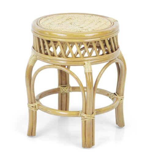 Ginger Handmade Rattan Wicker Stool Ottoman Plant Stand - Picture 19 of 30