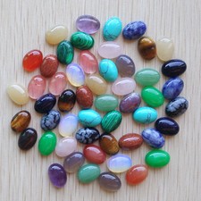 10x14mm Wholesale 50pcs Natural Gemstone Mixed Oval CAB CABOCHON Stone No Holes