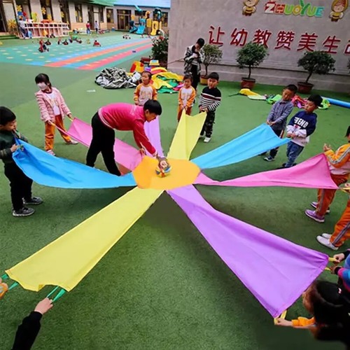 Regenschirm achteckig für Kinder groß Regenbogen Fallschirm körperliches Training Spielzeug Zelte