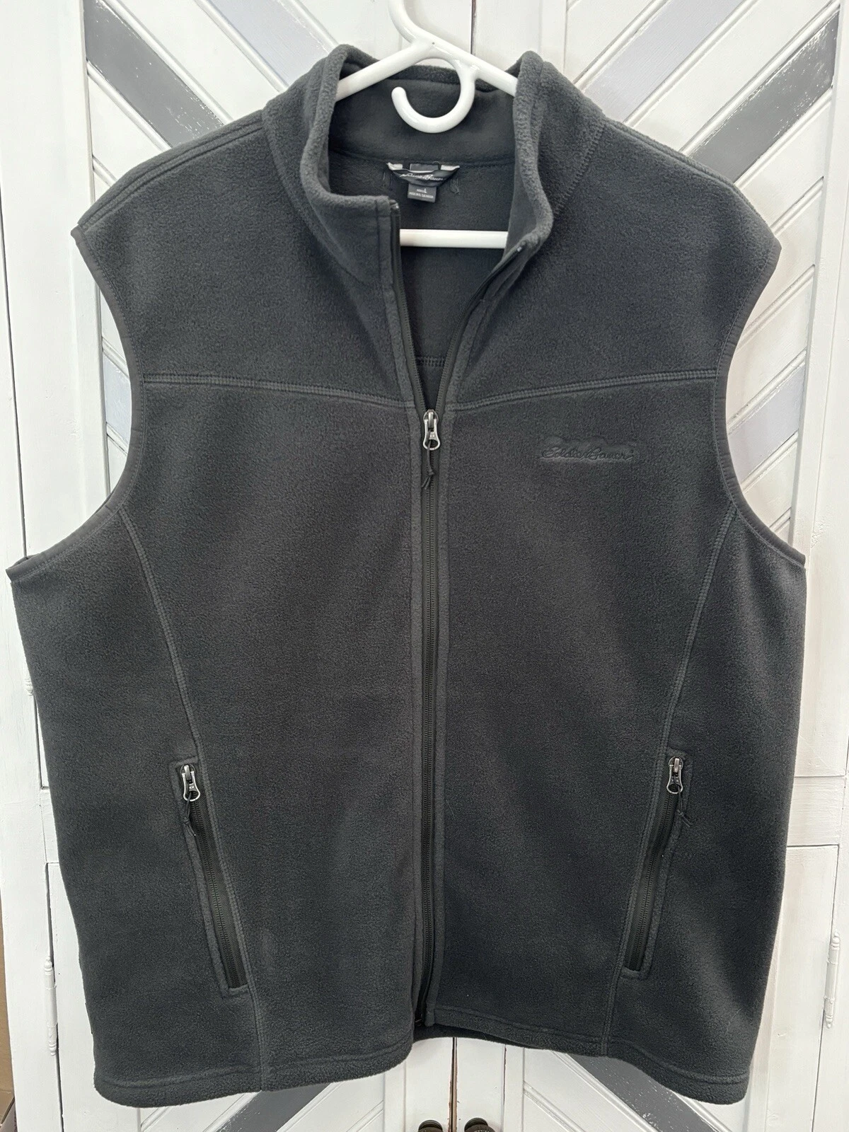 Eddie Bauer Men's Large Gray Polartec Fleece Full Zip Vest
