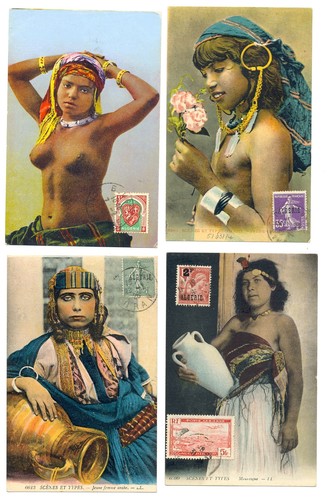 ALGERIE ALGERIA 1931/45 ca... -4 x PPC -WOMEN --STAMP ON FRONT -NOT MAILED VF @7 - 第 1/1 張圖片
