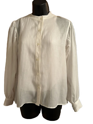 VINTAGE Evan Picone Neiman Marcus White Button Blouse - Size 4
