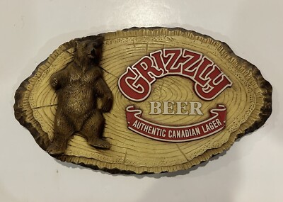 Vtg 1984 GRIZZLY Beer Authentic Canadian Lager 3D Bear Sign 15” | eBay