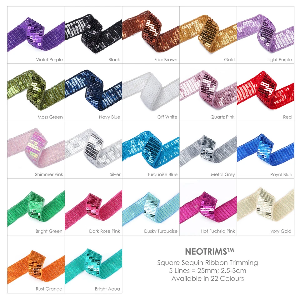 Square Sequin Ribbon Trimming Mesh Lace Decoration Border Trim Costume,Neotrims - Image 3 of 4