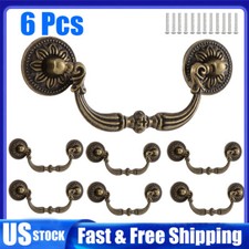 6Pcs Antique Drop Bail Dresser Pull Handles Wardrobe Drawer Cabinet Pulls Bronze