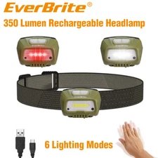 EverBrite Rechargeable Headlamp 6 Modes LED Bright Motion Sensor Head Lamp Green