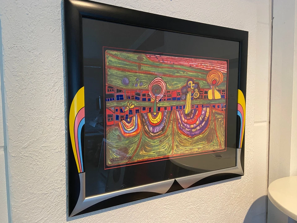 Nr. 888 - Hundertwasser in handgearbeitetem Modellrahmen - Bild 1 von 1