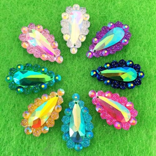 Resin Teardrop Rhinestones 16*28mm Crystals Flatback Beads DIY Sewing Buttons 10 - Picture 1 of 14