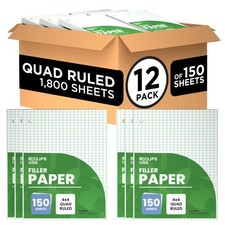 Graph Paper Loose Leaf Paper Quad Ruled Notebook Paper Quad Ruled 4" x 4" Square