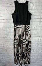 Boohoo Black Brown Mix Maxi Dress Women’s Size 8 Sleeveless Summer Holiday