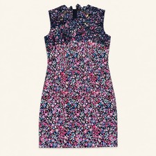 Elie Tahari Floral Lace Illusion Sheath Dress Size 2 Garden Party