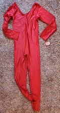 Vtg 80s SHINY SPANDEX Jumpsuit Catsuit Unitard Leotard, Stirrups, Dance  Sz L