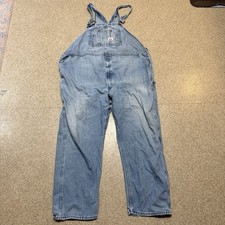 Vintage Round House Carpenter Bib Light-wash Denim Overalls Men's 50x28 USA Made