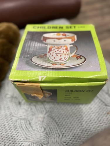 Vintage Interpret 3 Piece Stackable Boy Dish Set Featuring Plate, Mug And Bowl