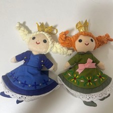 Frozen Anna and Elsa Plush Dolls Set with Crowns 15cm Blue Green Fabric Toys