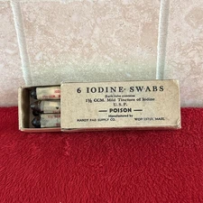 WWII U.S. First Aid Iodine 4 Swabs In Original Box Dated 1942 WW2