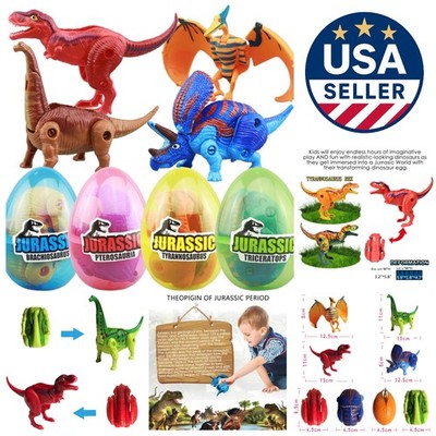 Educational Hatching Dino Eggs - 4 Pack Surprise Eggs for Dino Fans Ages 3+
