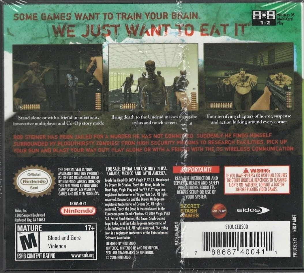 Touch The Dead NDS (Nuevo Sellado de Fábrica Versión EE. UU.) Nintendo DS