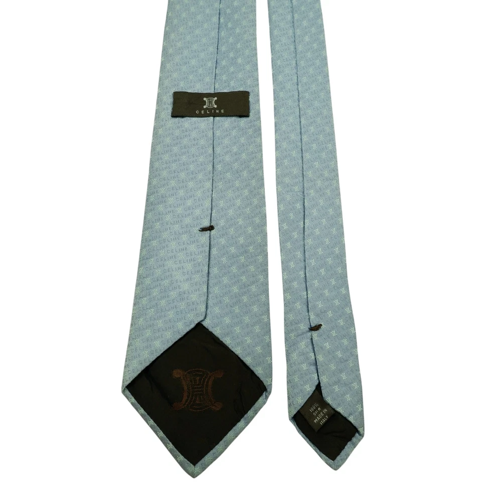 Corbata Celine seda azul claro geométrica Italia (impuesto de importación de EE. UU. incluido) Foto 4 de 4