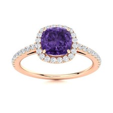 Natural Amethyst Sterling Silver Solitaire with Accents Wife Ring Jewelry