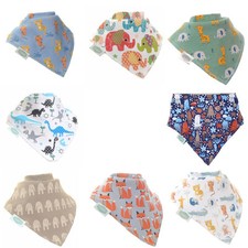 Image of Baby Dribble Bib Cotton Bandana Style Fleece Various Animal Designs Ziggle