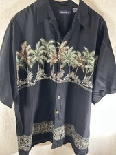 Puritan Hawaiian Shirt 2XL Black Floral Vertical Aloha Rayon Summer Vacation
