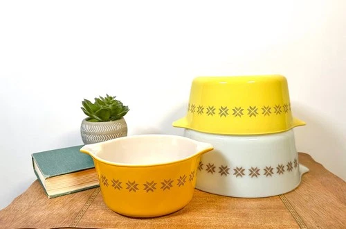Vintage Pyrex Town and Country Casserole Dish Set 473, 474 & 475 No Lids