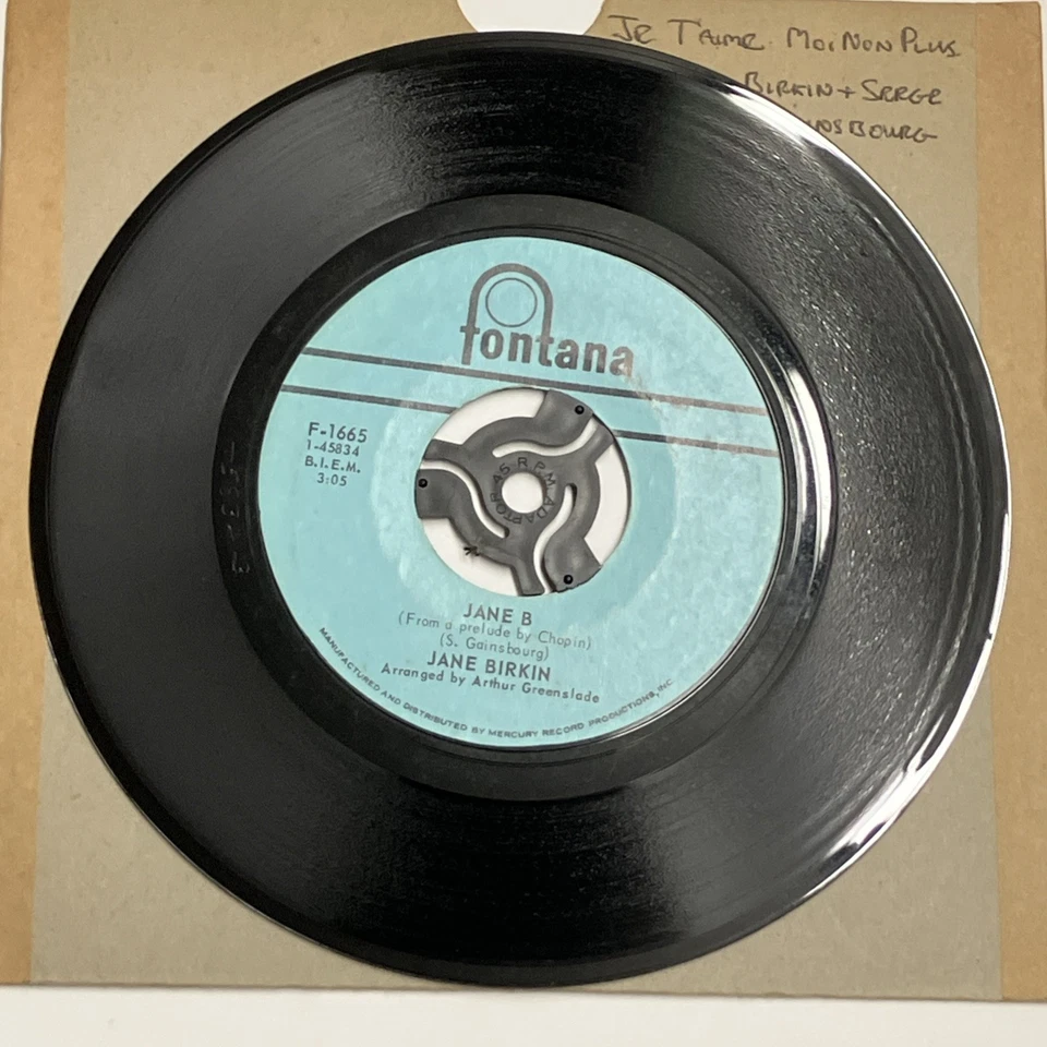 Jane Birkin & Serge Gainsbourg Je T'aime... Moi Non Plus - 7" Vinyl 1969 F-1665 - Image 3 of 3