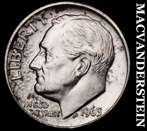 1963-D Silver Roosevelt Dime - Choice Gem Brilliant Unc  Lustrous  #G7791