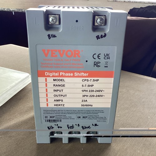 VEVOR CPS-7.5HP Digital Static Phase Converter 1PH-3PH 220-240V 23A