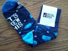 Sock Club Digital Brew cotton blend men's socks made in  USA blue multicolor NEW
