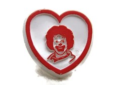Vintage Ronald McDonald Heart Ring Plastic Fast Food Promo Toy Collectible