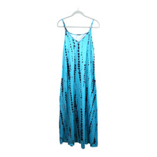 Lumento Sleeveless V-neck Tie Dye Maxi Dress Beach Festival Boho Women's XL