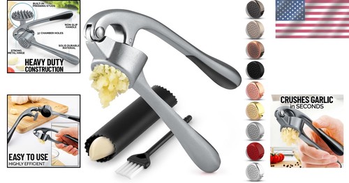 Premium Garlic Press Set - Rust-Proof & Dishwasher Safe with Ergonomic Handle - Picture 2 of 10