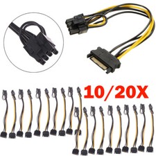 10/20 x 15-pin SATA Male to 8-pin 6 2 PCI-E PCI Express Power Adapter Cable 8"