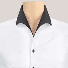 Men's Wedding Dress White Shirt High Open Lapel One Piece Contrast Black Collar