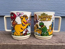 Vintage Pair of 2 The Muppet Show Cups/Glasses/Mugs Jim Henson 1983 Rare Version