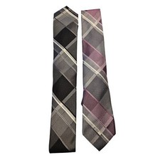 Lot of ties Michael kors 100 silk black plaid pink plaid business proffesional