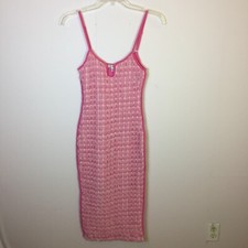 Fashion Nova Midi Bodycon Slip Dress Size S Womans Pink White Spaghetti Stretch