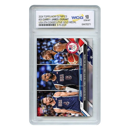 2024 Topps Now Curry James Durant Triple Card #26 Olympic Gold Medal Gem Mint 10 - Picture 2 of 5