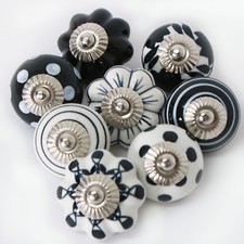 Möbelknöpfe Set 6-8-10 STK Griffe Schwarz Weiß Keramik Knöpfe Knäufe Möbelknopf 