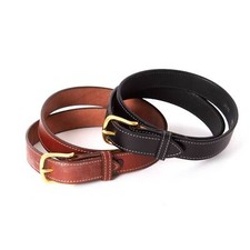 Amish-Made Casual Leather Work Belt, Chrome Buckle, 1.25" Wide, Brown or Black