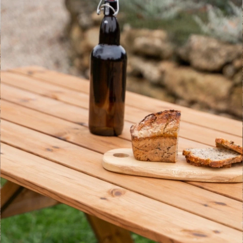 Tavolo Picnic in Legno Impregnato, 164x150x77 cm, con Panche Integrate, 6 Posti - Immagine 2 di 4