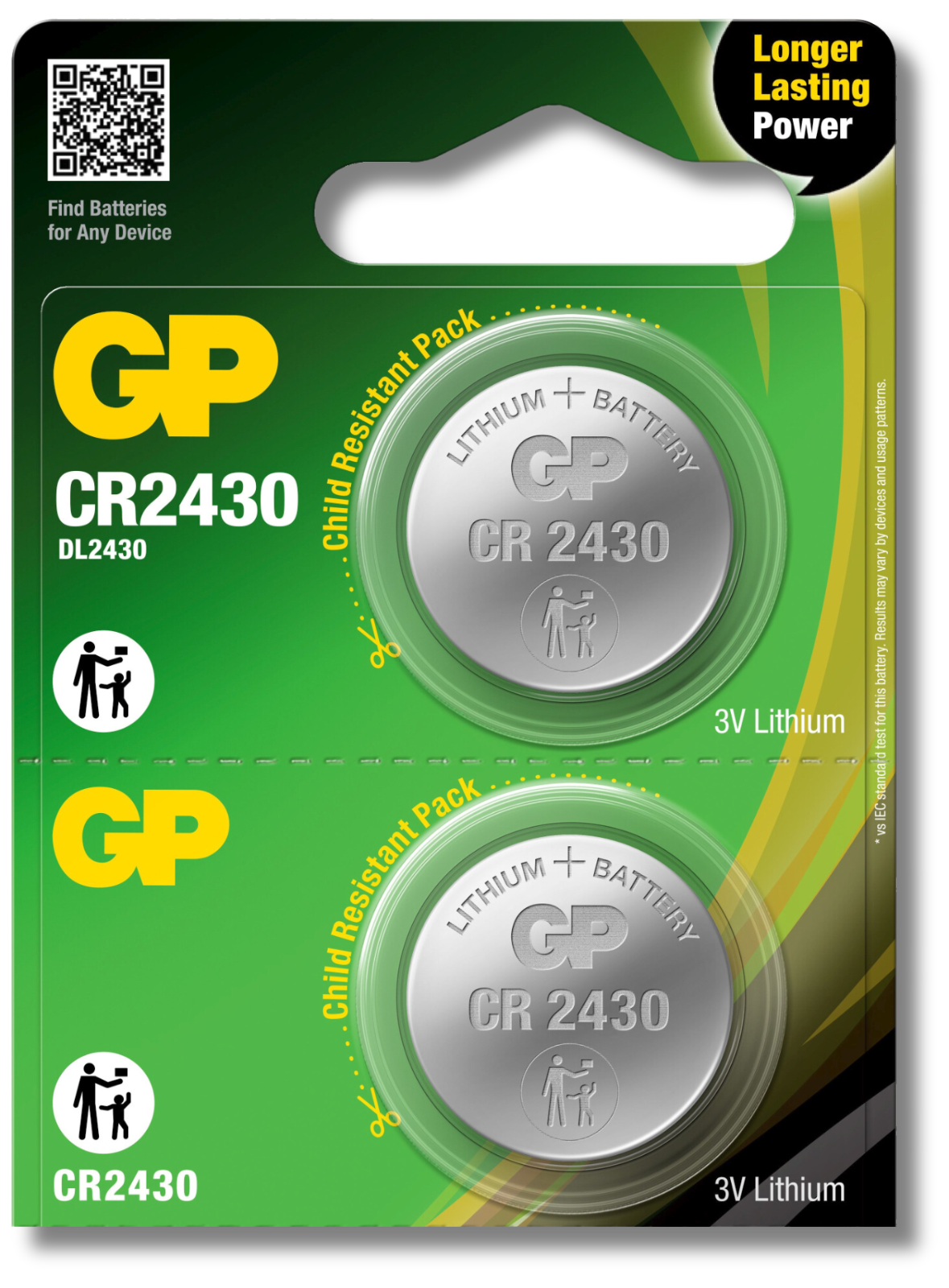 2x GP CR2430 Batteries 3V Lithium Coin Cell Button DL2430 2430 *EXPIRY 01/2034*